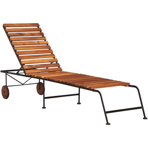 Ležaljka za sunčanje od bagremovog drva s čeličnim nogama slika 1