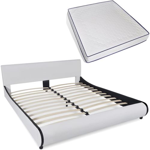 Krevet od umjetne kože s madracem od memorijske pjene bijeli slika 23
