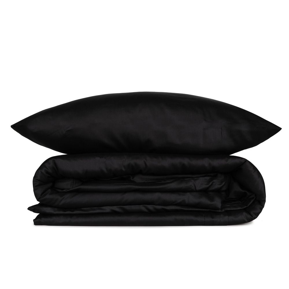 Elegant - Black Black Satin Single Quilt Cover Set (DE) slika 3