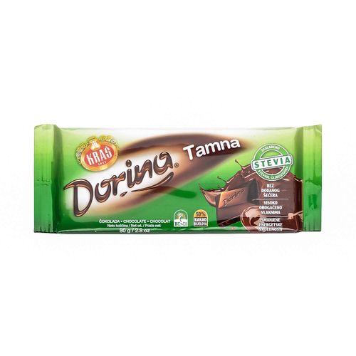 Kraš Dorina TAMNA ČOKOLADA  stevia 80g slika 1