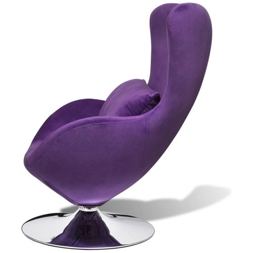Okretna jajolika stolica s jastukom ljubičasta baršunasta slika 43