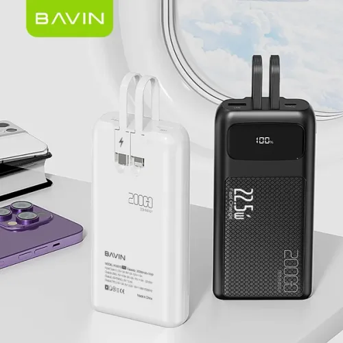 Bavin Power bank 20000mAh 22,5W Type C & Ligtning kabl crna slika 8