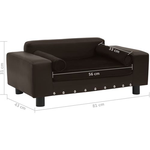 Sofa za pse smeđa 81 x 43 x 31 cm od pliša i umjetne kože slika 39