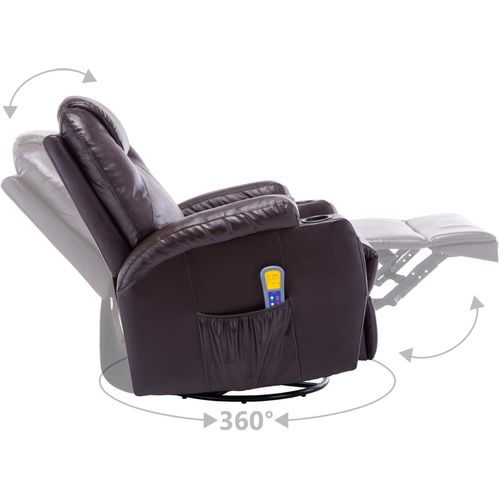 Električna ljuljajuća fotelja za masažu od umjetne kože smeđa slika 42