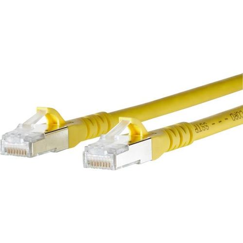 Metz Connect 1308451077-E RJ45 mrežni kabel, Patch kabel cat 6a S/FTP 1.00 m žuta sa zaštitom za nosić 1 St. slika 2