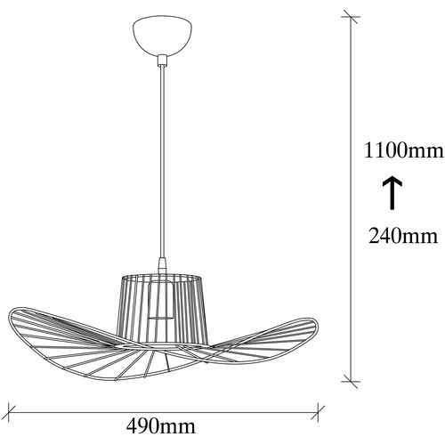 Opviq Vislica HAT crna, metal, promjer 49 cm, visina 110 cm, podesiva visina, duljina kabla 90 cm, E27 40 W, Tel - 6721 slika 3