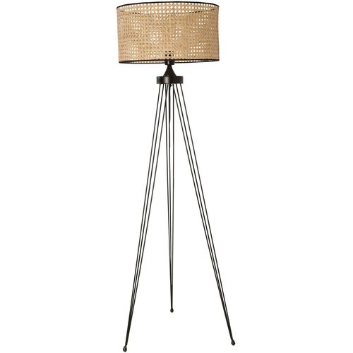 Star Siyah Lambader Silindir Rattan Abajurlu Black Floor Lamp slika 2