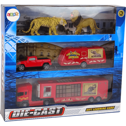 Set vozila transporteri cirkusnih životinja crveni slika 4