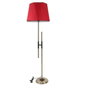 Felix Mat Krom Lambader Altıgen Kırmızı Abajurlu Red Floor Lamp