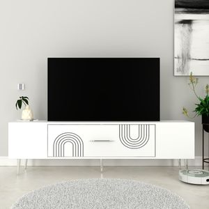 TV stalak Dekol2, bijele i srebrne boje