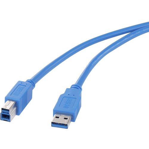 Renkforce USB kabel USB 3.2 gen. 1 (USB 3.0) USB-A utikač, USB-B utikač 1.80 m plava boja pozlaćeni kontakti RF-4260504 slika 1