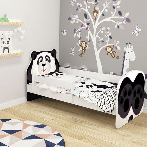 Dječji krevet ACMA Animals, bočna bijela 160x80 cm 06-panda slika 1