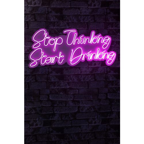 Wallity Ukrasna plastična LED rasvjeta, Stop Thinking Start Drinking - Pink slika 9