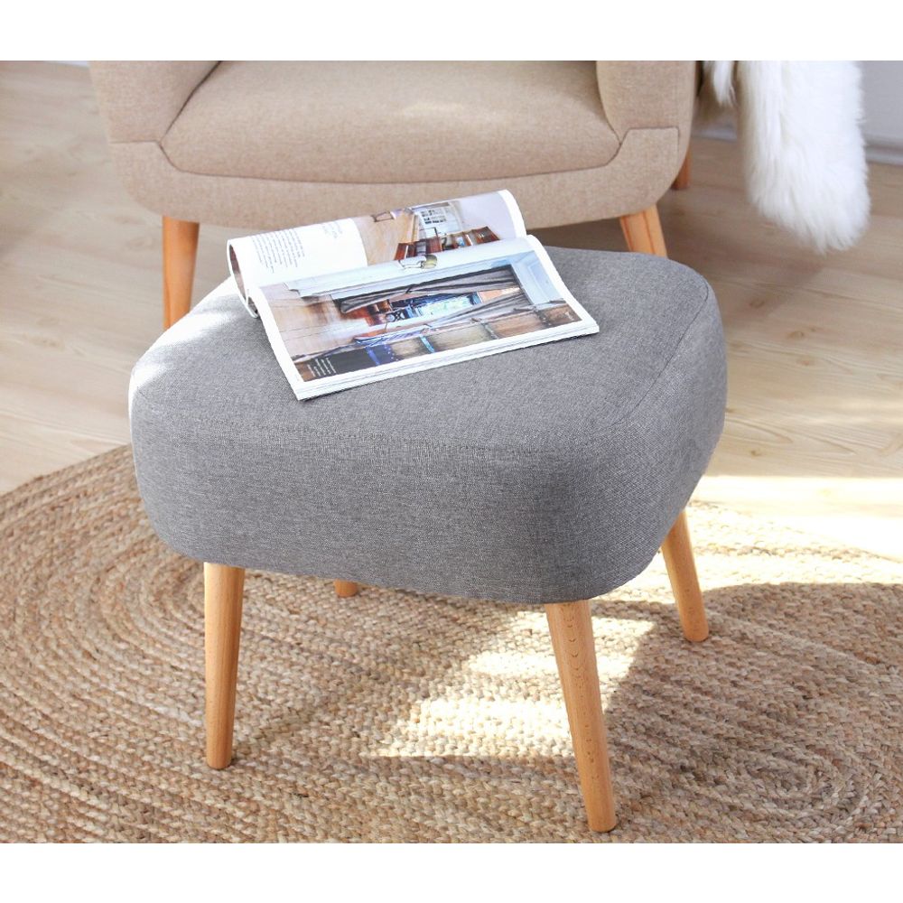 Parrot - Sivi Pouffe s Drvenim Nogama slika 4