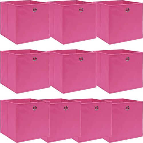 Kutije za pohranu 10 kom ružičaste 32 x 32 x 32 cm od tkanine slika 1