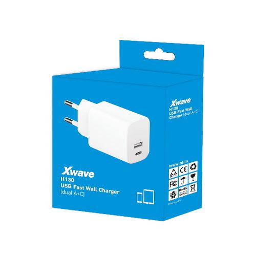 Xwave H130 20w USB brzi ZIDNI punjac za mobilne,tablete,dual A+C Beli slika 4