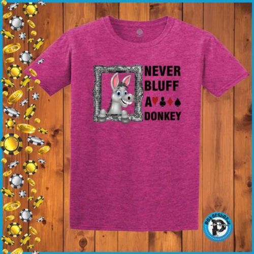 Poker majica "Never Bluff A Donkey", ljubičasta slika 1