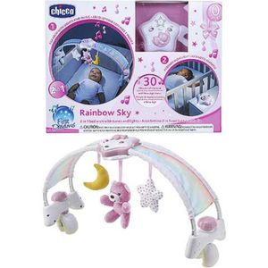 Chicco Muzički luk i projektor za krevetac Rainbow Sky, Rozi