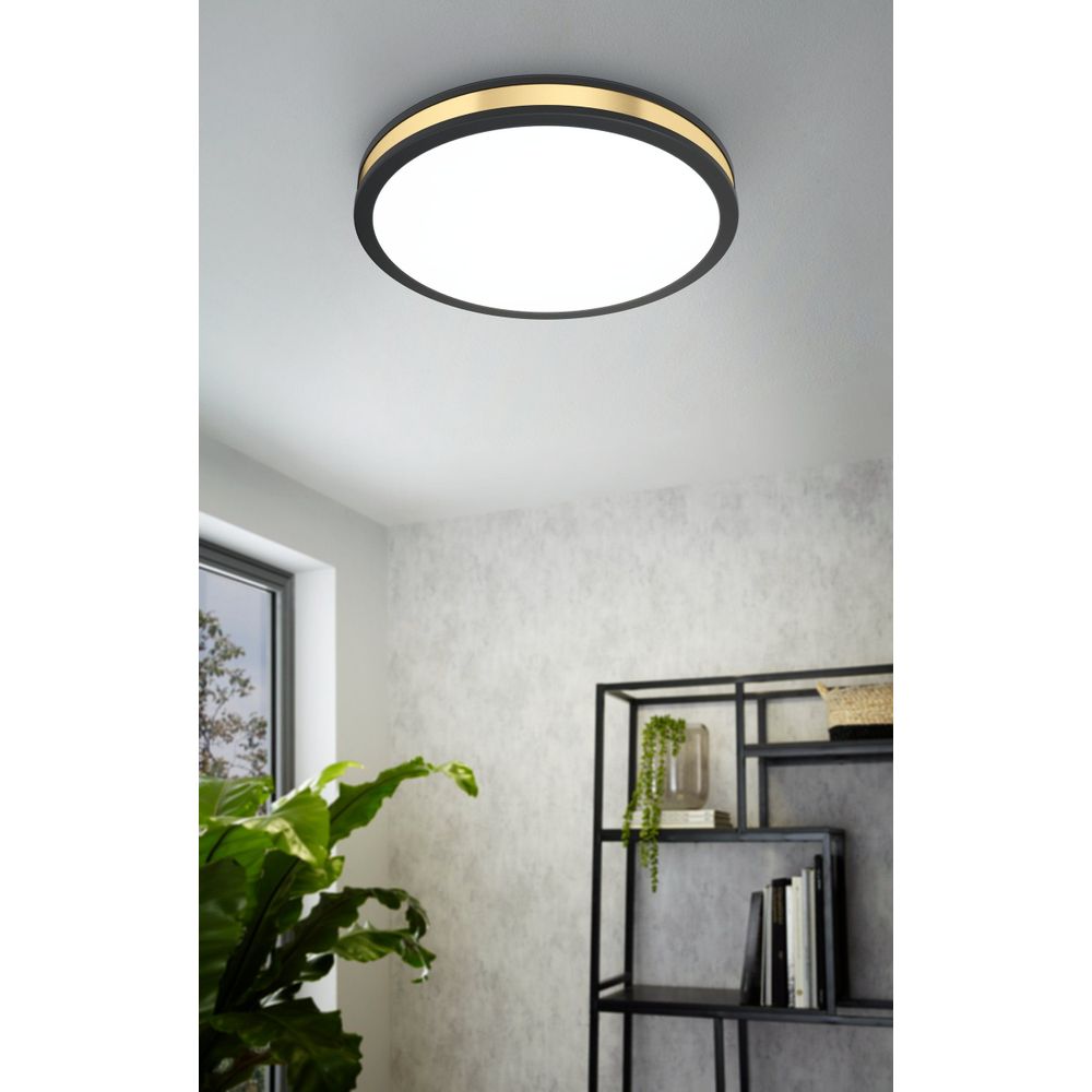 Eglo Pescaito zidna/stropna LED lampa, 24W, 2500lm, promjer 380mm, crna/zlatna/čelik slika 2