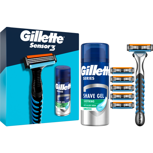Gillette Sensor 3 + 6 dopuna + Series gel 75ml gifting paket slika 1