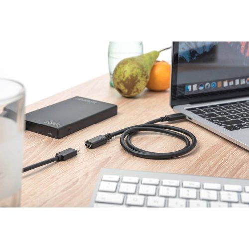 Digitus USB kabel USB 2.0 USB-C® utikač, USB-C® utičnica 2.00 m crna fleksibilan, zaštićen s folijom, pletena zaštita AK-300210-020-S slika 3