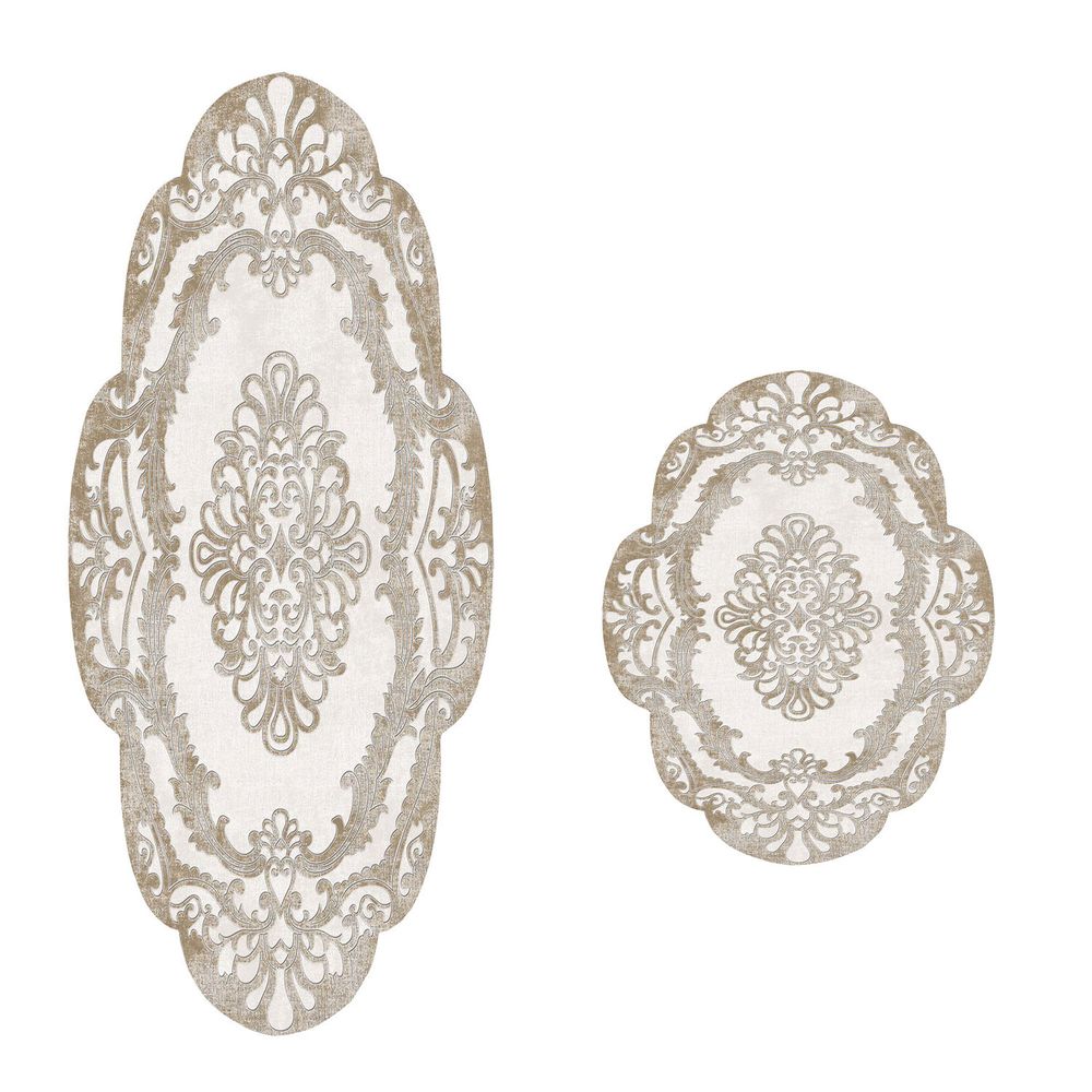 Set Kupatilskih Prostirki Beige & White (2 Komada) slika 3