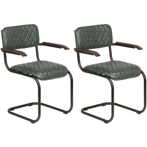 Blagovaonske stolice s naslonima za ruke 2 kom prava koža sive slika 20