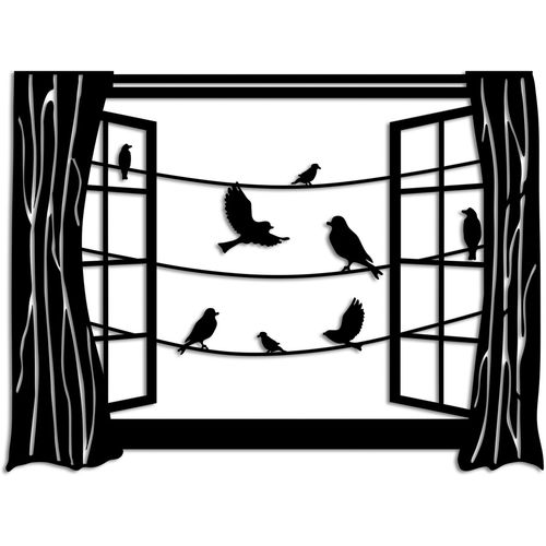 Wallity Metalna zidna dekoracija, Birds in Front Of The Window - 4 slika 5
