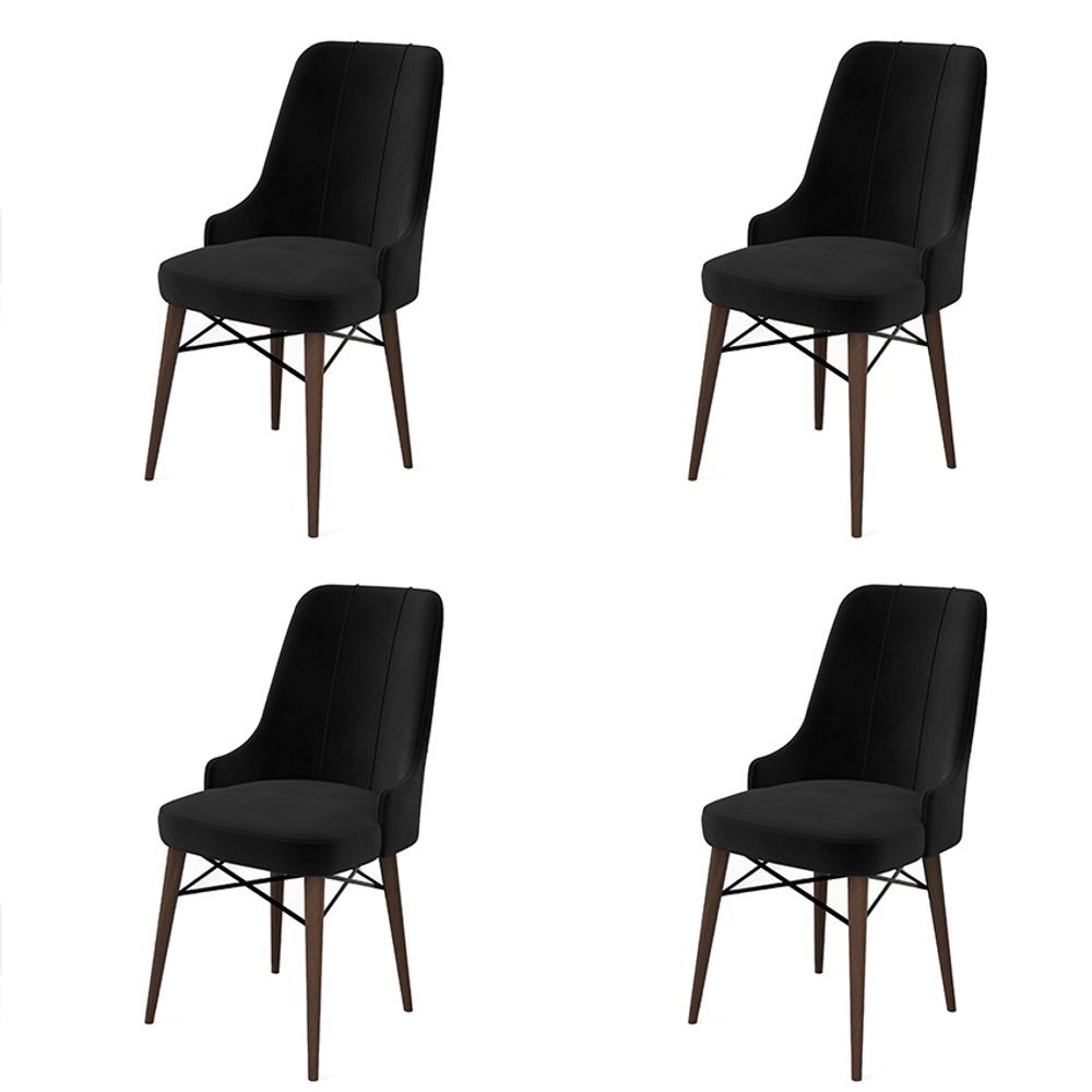 Pare - Crna i Smeđa Stolica Set (4 Komada) slika 1