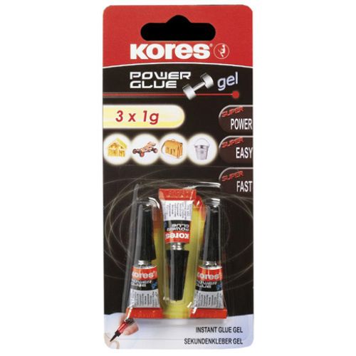 Ljepilo sekundno Power glue Kores, 3 x 1 g, gel slika 1