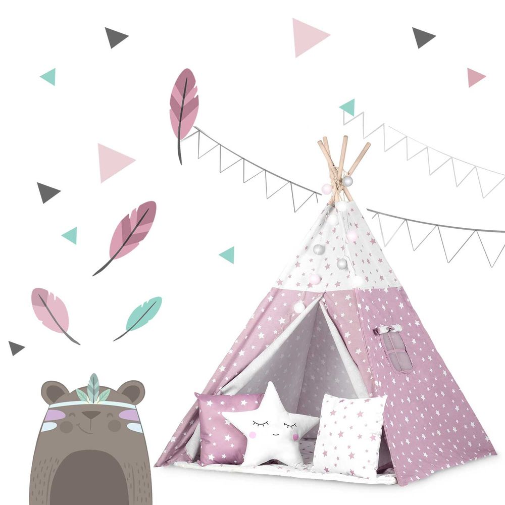 Nukido Teepee šator za djecu s svjetlima -bijelo rozi slika 8