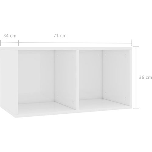 Kutija za pohranu vinilnih ploča sjajna bijela 71x34x36 cm drvo slika 6