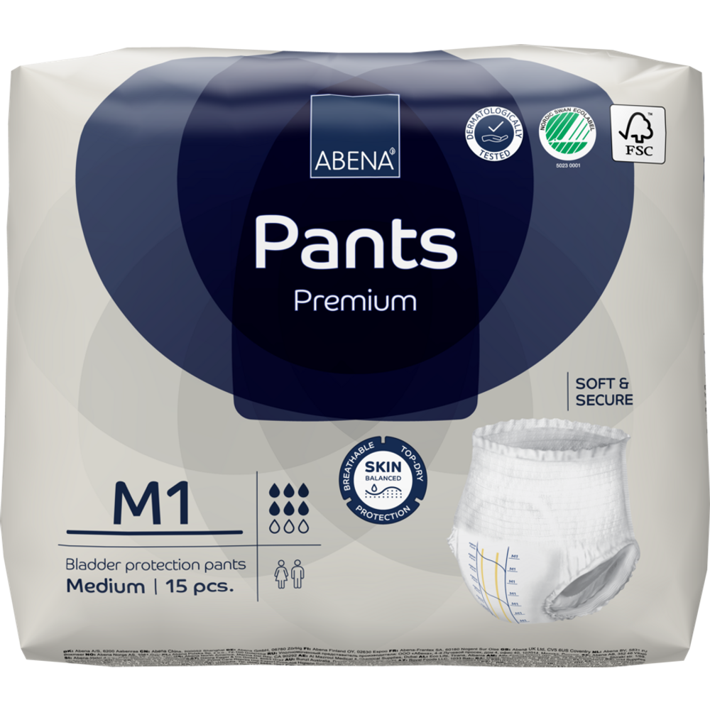 Abena Pants Premium pelene-gaćice za inkontinenciju M1  15kom  80-110 cm slika 3