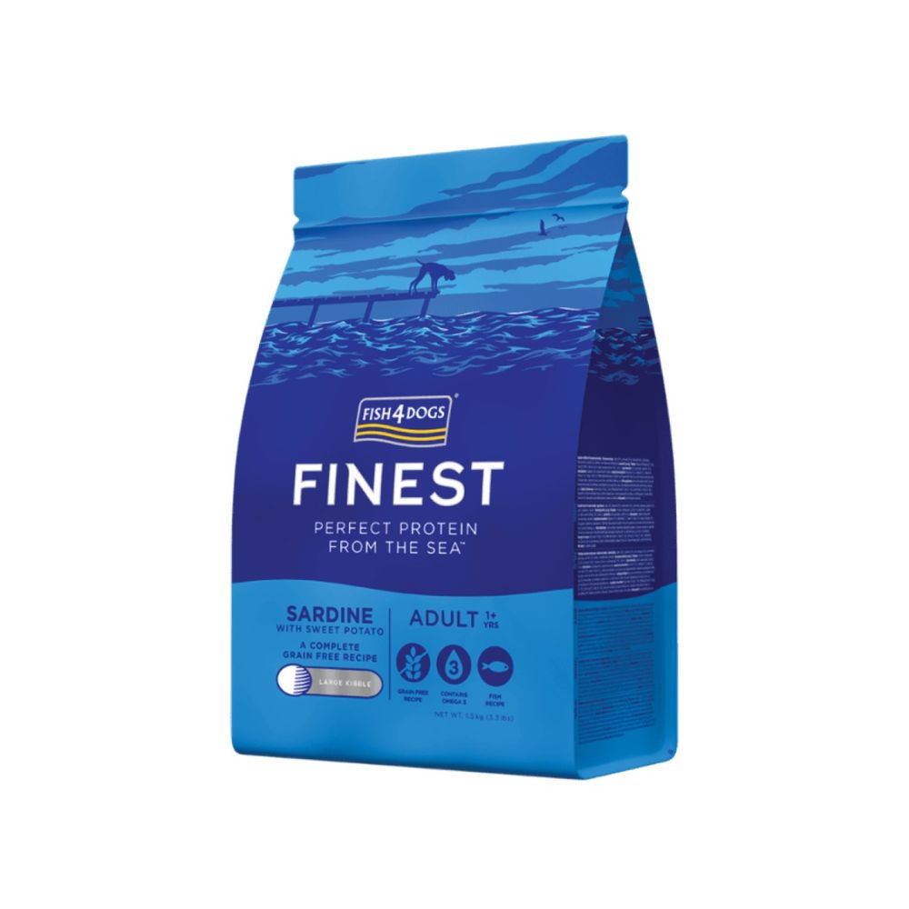 FISH4DOGS Finest Adult large sardine s batatom 1,5 kg slika 1
