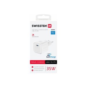 SWISSTEN punjač za AC220, GaN, 1xUSB-C, 35W, 3A, bijeli