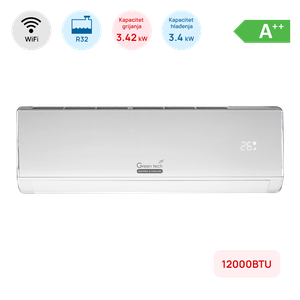 Klima Green Tech 12000BTU, 3.4kW, A++, R32, -15°C ~ 53°C, WiFi, bijela