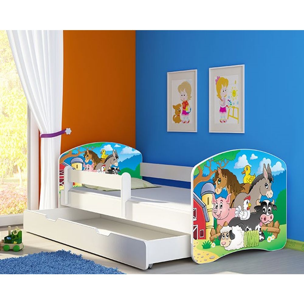 ACMA Dječiji krevet Acma II sa ladicom White - 140x70cm - Dezen 34 slika 1
