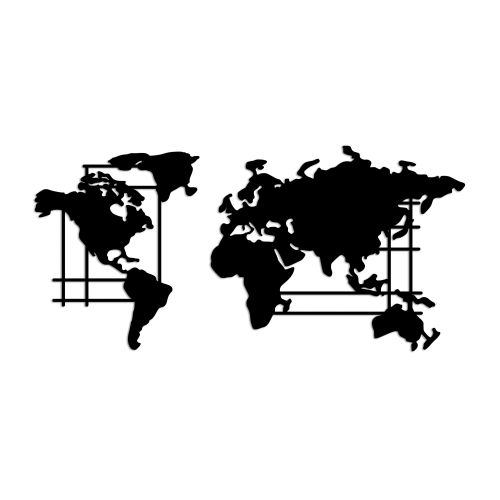 Wallity Metalna zidna dekoracija, World Map - L slika 5