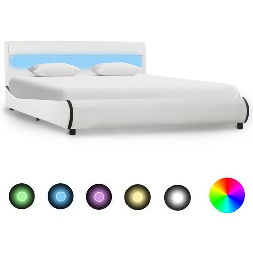Okvir za krevet od umjetne kože LED bijeli 140 x 200 cm slika 37