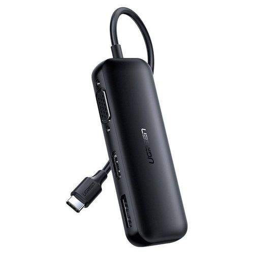 USB HUB UGREEN, USB-C na VGA, HDMI, DP, crni slika 1