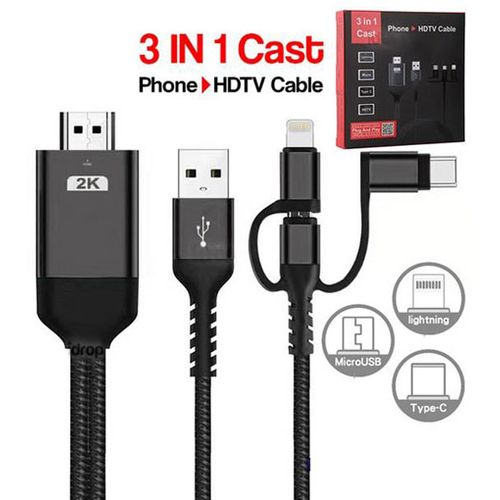 Linkom HDMI 2K na (Micro+Tip C+Iphone) povezuje TV+ mob 2m slika 1