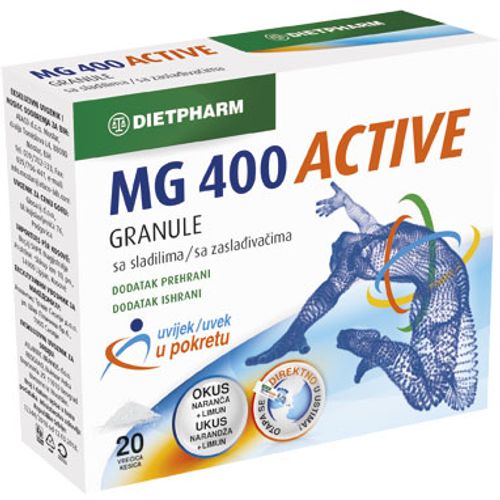Dietpharm Magnezij 400 Active Á 20 Duopack -25% 2x20 vrećica slika 1