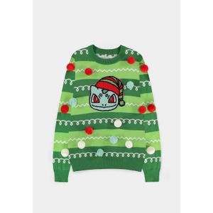 DIFUZED POKEMON - BULBASAUR PATCHED CHRISTMAS JUMPER - L