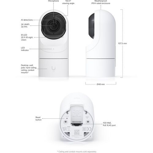 Ubiquiti UVC-G5-Flex 2K HD, 30 FPS kamera sa 5MP CMOS senzorom, širokougaona (102.4˚) slika 5