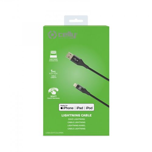 CELLY USB - LIGHTNING kabl u CRNOJ boji slika 3