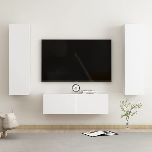 3-dijelni set TV ormarića bijeli od iverice slika 1