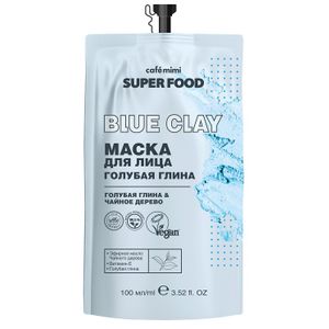 CAFÉ MIMI Maska za lice sa glinom - protiv akni, plava glina i ulje čajevca SUPER FOOD 100 ml