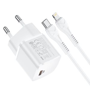 HOCO putni punjač Type C + kabel za iPhone Lightning 8-pin Power Delivery 20W Starter N10 bijeli