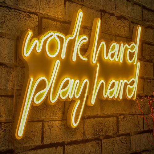 Work Hard Play Hard - Yellow Yellow Decorative Plastic Led Lighting slika 1