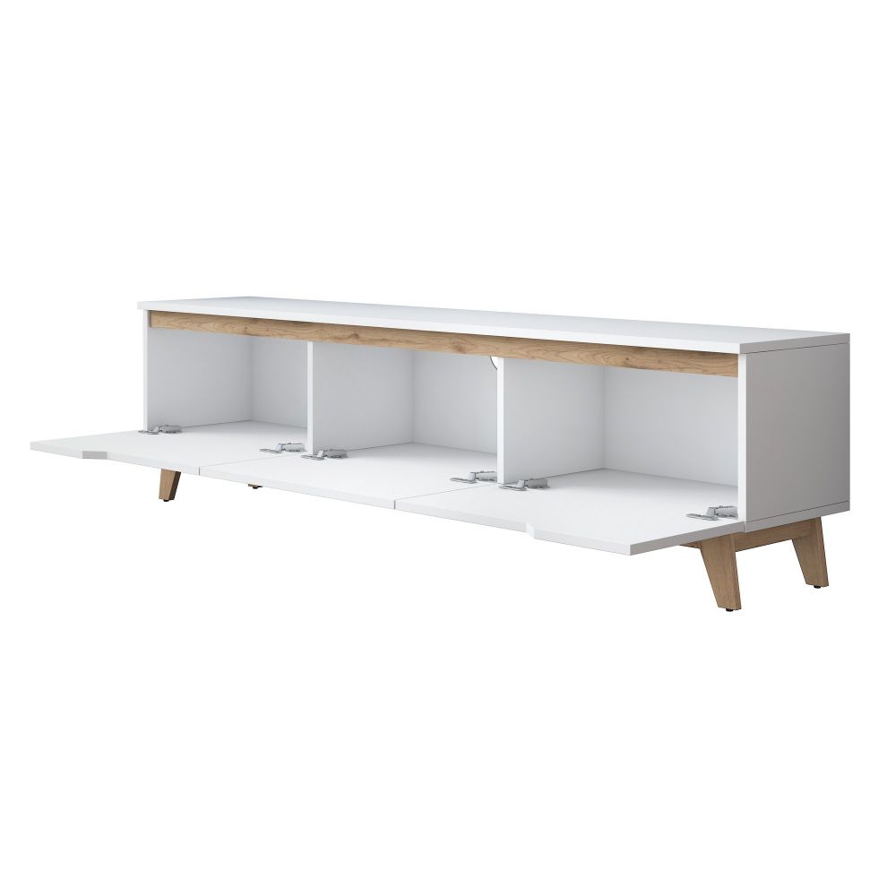 TV Stalak D1 - 2472 u bijeloj boji sa detaljima oraha slika 11